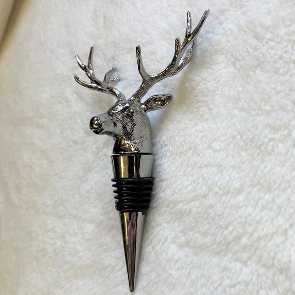 NWOT Bottle Stopper - Silver Colored 12-Point Buck Deer - Picture 3 of 9